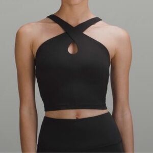lululemon athletica Black Crop Top with Crisscross Neckline